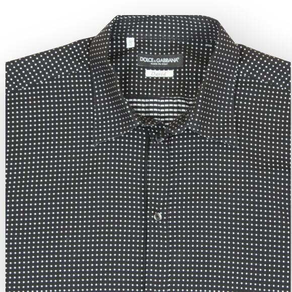 42/16.5 Dolce&Gabbana Black PolkaDot Jacquard Cotton DAVID Tailored Italy - Picture 2 of 16